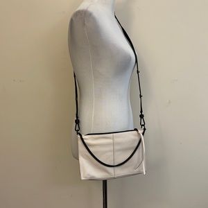 All Saints Off White & Black Leather Crossbody Bag